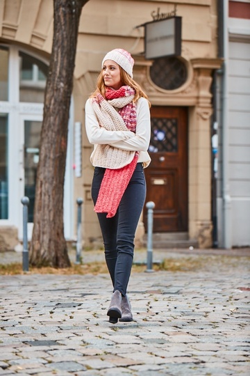 Schal & Mütze "Red & White" Stricken aus SHEEP von Woolly Hugs