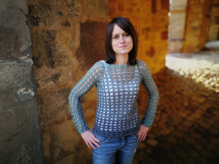 Häkelanleitung Lochpulli Ozean, In jede Größe anpassbar