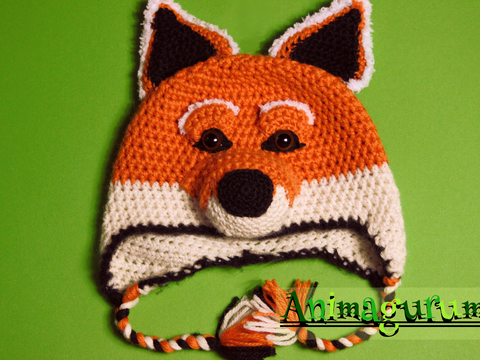 Fox Animalhat Crochet Pattern in 4 sizes