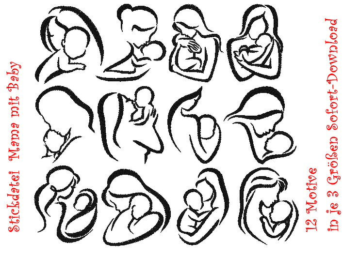 Stickdatei Mama und Baby 12 Motive - Bild 5