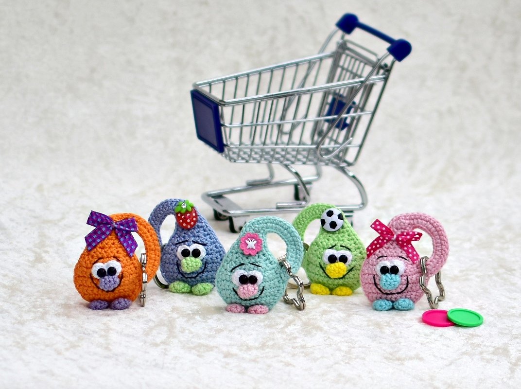 Häkelanleitung "Chip-Tröpfli" für Einkaufswagenchip! Ideal für Wollreste!