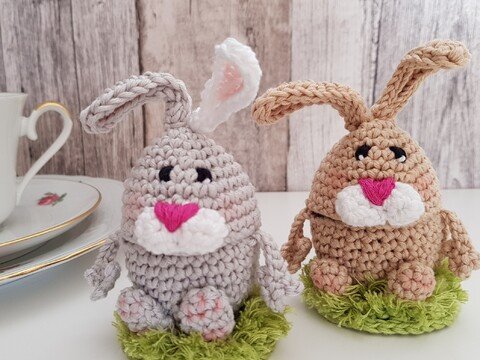 Häkelanleitung witzige Eierwärmer Hase