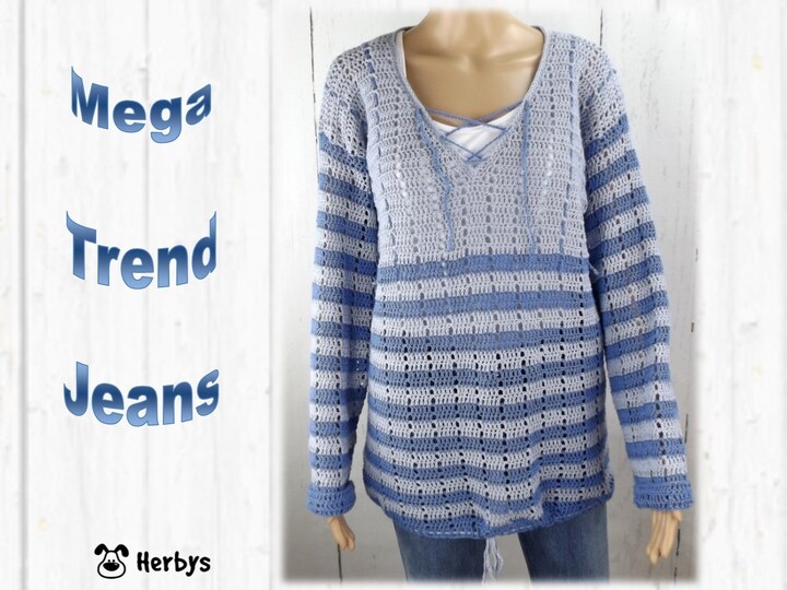 Häkelanleitung Pullover "Jeans"