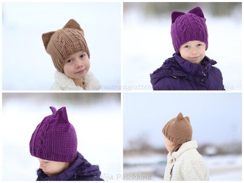 Mütze Kätzchen für Frühling oder Winter, Anleitung mit Größentabelle