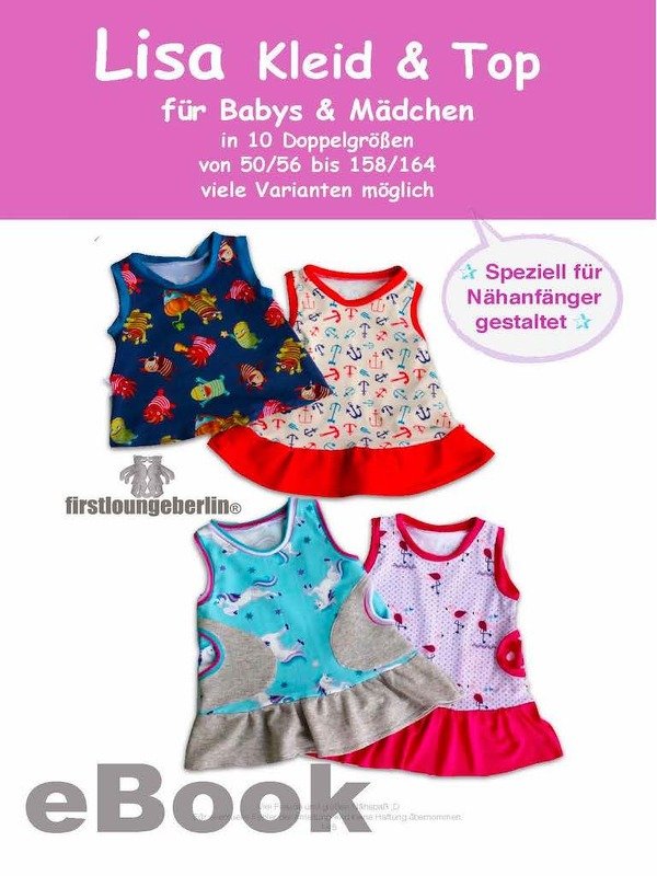 Lisa Kleid & Top Kinderkleid Kindertop Babykleid Babyshirt Jerseykleid Shirt Sommerkleid Anleitung & Schnitt firstloungeberlin - Bild 6
