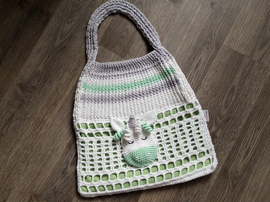 108 Häkelanleitung Tasche Strandtasche Einhorn