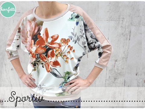 Sportiv - sportliches Fledermausshirt Gr. 34-52