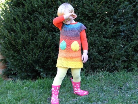 Häkelanleitung Kleidchen mit Taschen - jede Größe, jedes Garn