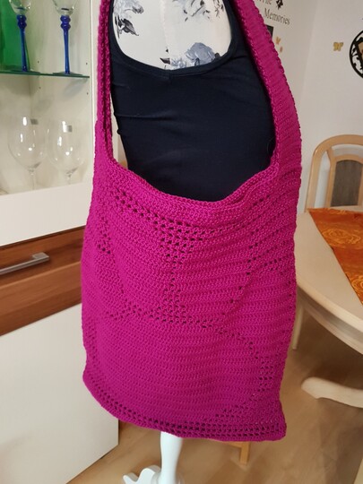 Tasche Einkaufsnetz Beutel "Pfote", Häkelanleitung