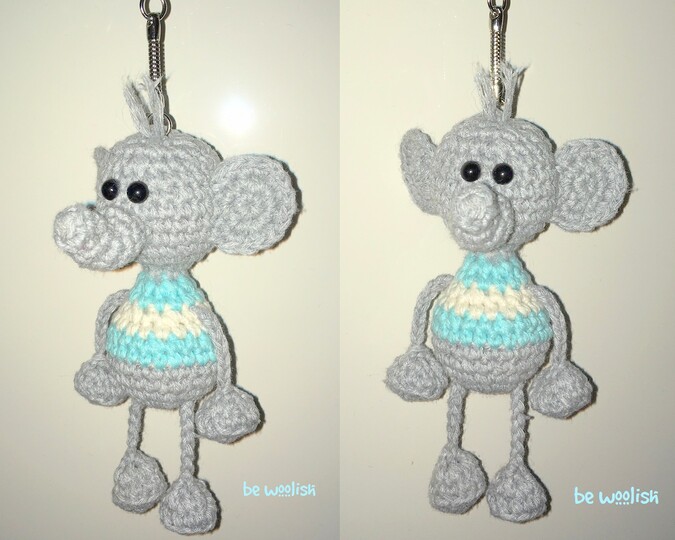 Glücksbringer Elefant groß - Schlüsselanhänger / Taschenbaumler - Häkelanleitung