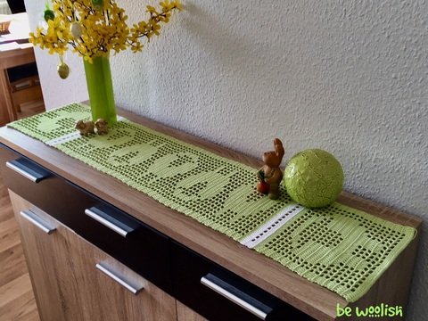 Tischläufer Schaf / Schäfchen - Ostern / Frühling - Häkelanleitung