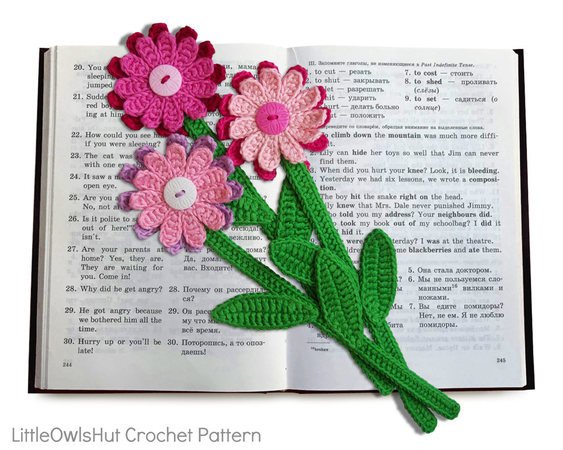 068 Crochet Pattern - Gerber Flower bookmark or decor - Amigurumi PDF file by Zabelina CP