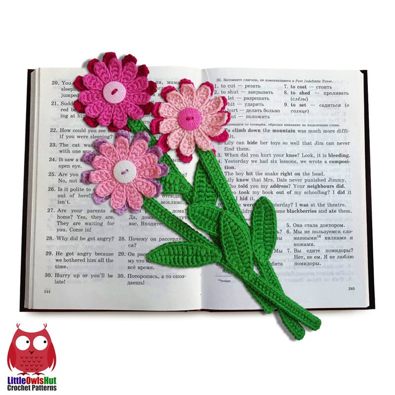 068 Crochet Pattern - Gerber Flower bookmark or decor - Amigurumi PDF file by Zabelina CP - Image 3