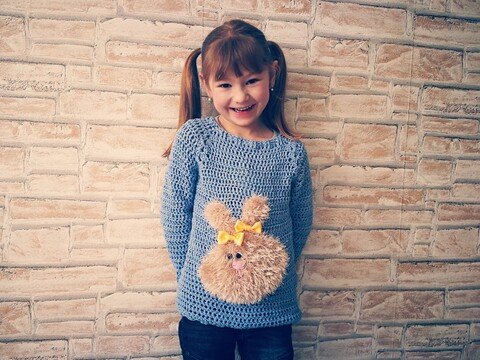 Basic Pullover für Groß und Klein + Applikation Häschen