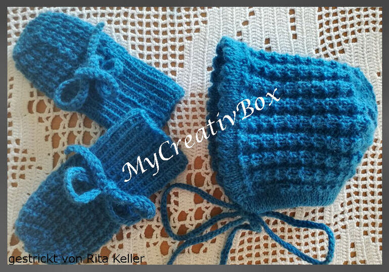 Babymütze+Handschuhe "Nick(y)",Ku 35-40, gestrickt