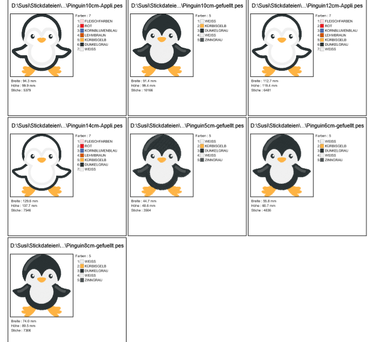 Stickdatei Pinguin Baby