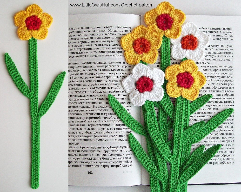 049 Crochet Pattern - Daffodil Flower bookmark or decor - Amigurumi PDF file by Zabelina CP - Image 3