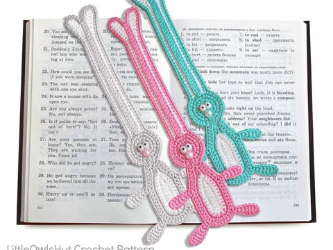 115 Crochet Pattern - Easter bunny, hare, rabbit bookmark or decor - Amigurumi PDF file by Zabelina CP
