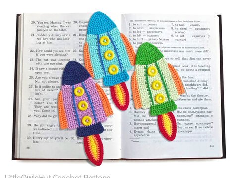 074 Crochet Pattern - Rocket bookmark or decor - Amigurumi PDF file by Zabelina CP