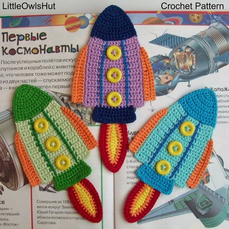 074 Crochet Pattern - Rocket bookmark or decor - Amigurumi PDF file by Zabelina CP