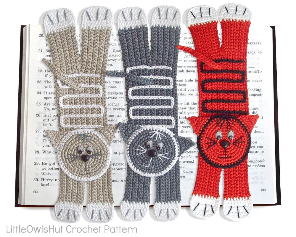 073 Crochet Pattern - Cat or Tiger bookmark or decor - Amigurumi PDF file by Zabelina CP