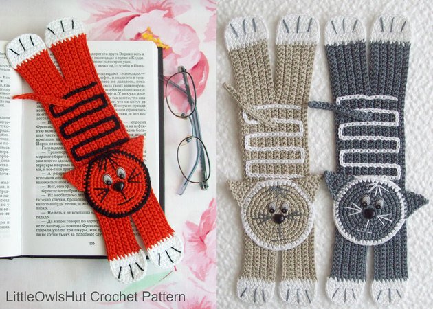 073 Crochet Pattern - Cat or Tiger bookmark or decor - Amigurumi PDF file by Zabelina CP