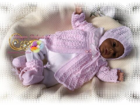 Strickanleitung für Baby's u. Reborns Modell Pia Gr. 48 - 54 3-teilig