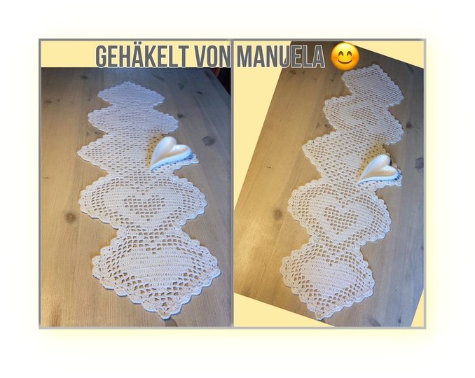 Häkeln / Tischläufer / Herz an Herz