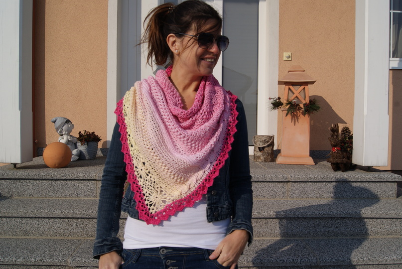 Dreieckstuch Häkelanleitung Erdbeersorbet