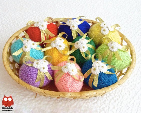 185 Knitting Pattern - Eggs for Easter - Decor - by Zabelina CP