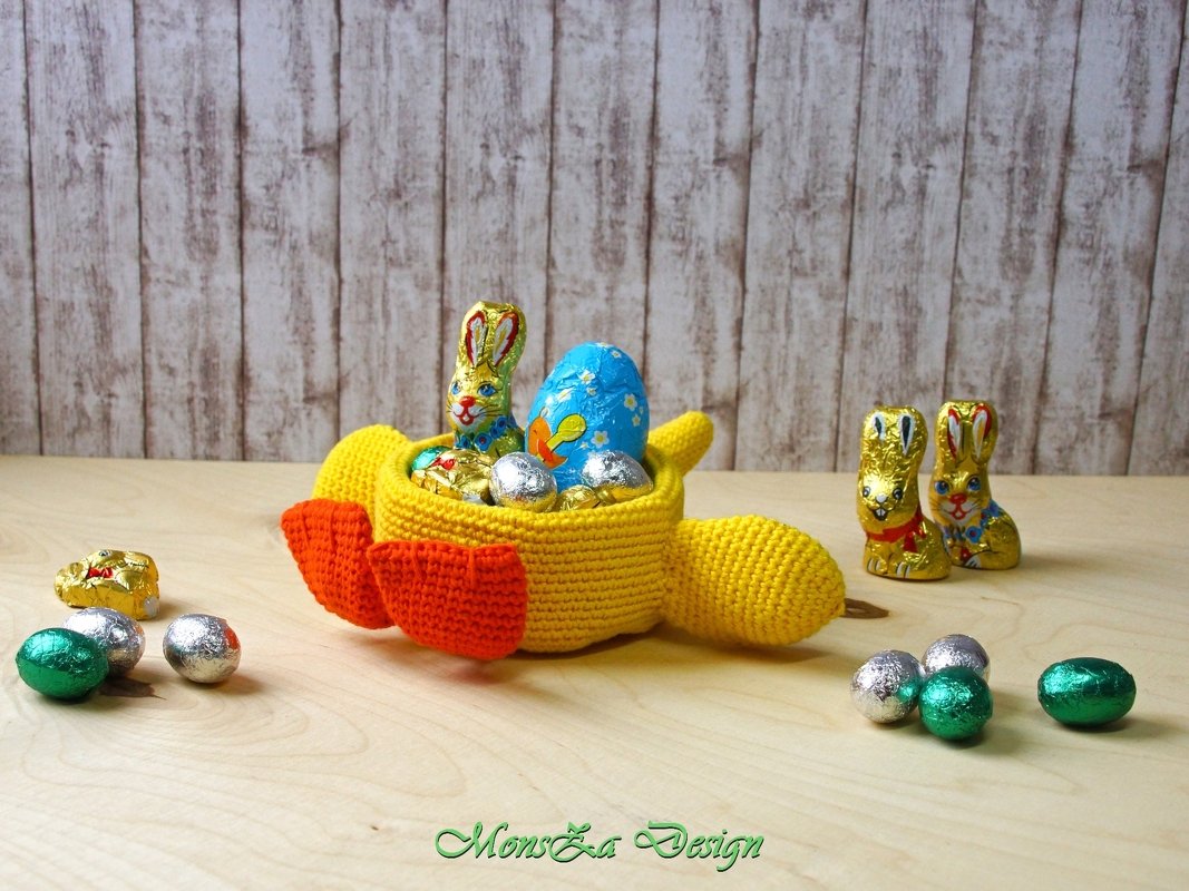 Eierbecher oder Osterkörbchen Ente häkeln - Bild 4