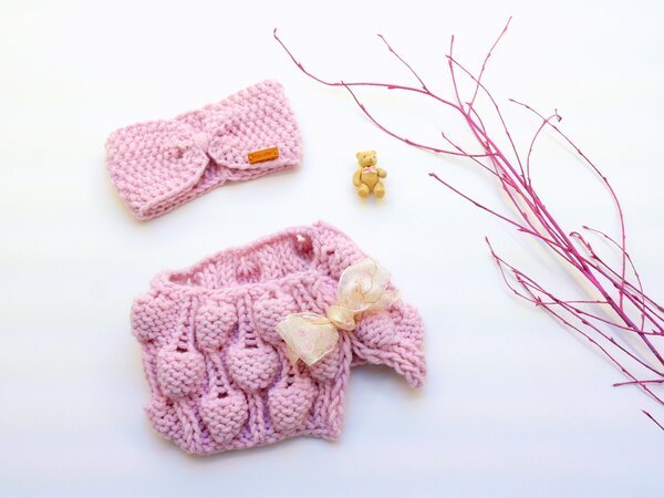 Knitting Pattern - Set BUBBLES - Headband & Scarf - No.195E