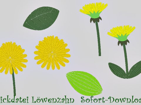 Stickdatei Löwenzahn Blume Blätter