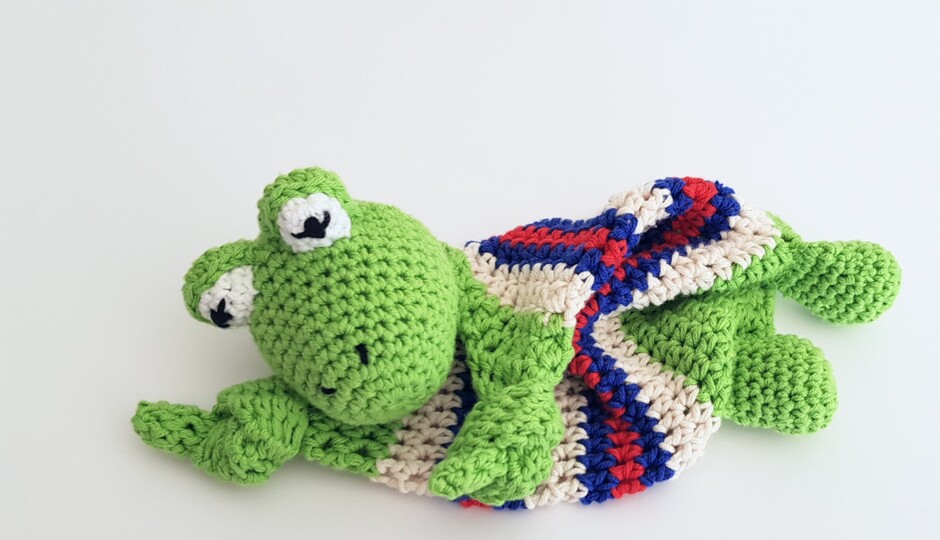 Häkelanleitung Schmusetuch Frosch Fimo