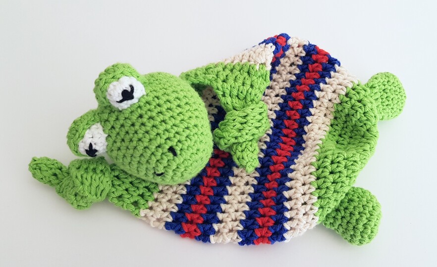 Häkelanleitung Schmusetuch Frosch Fimo