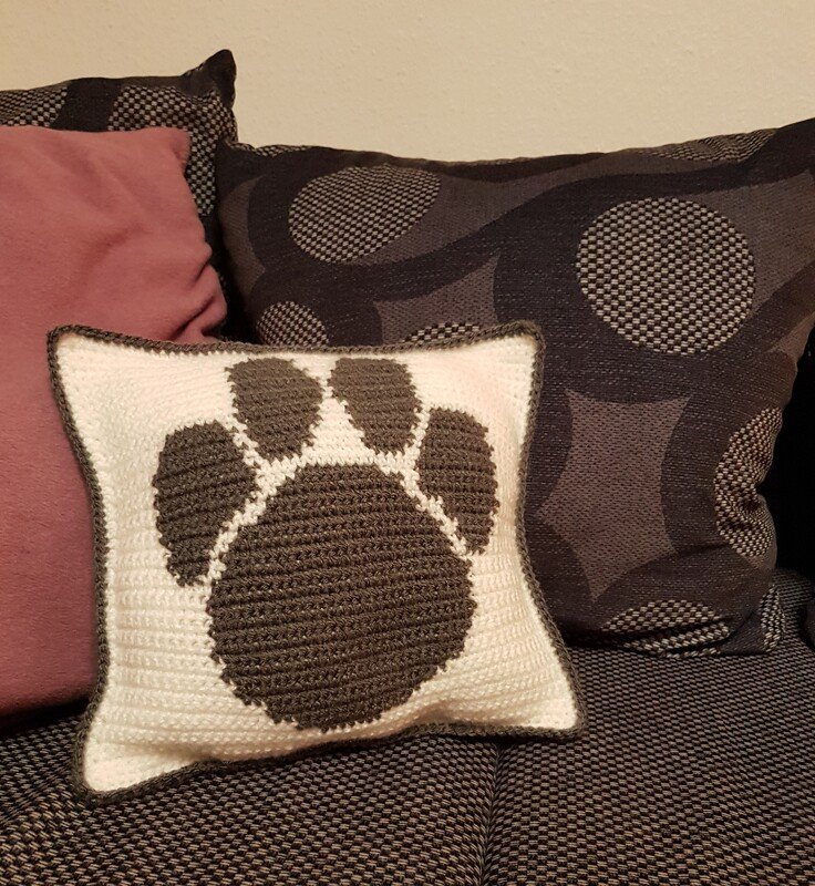 Kissen "Pfote", Häkelanleitung