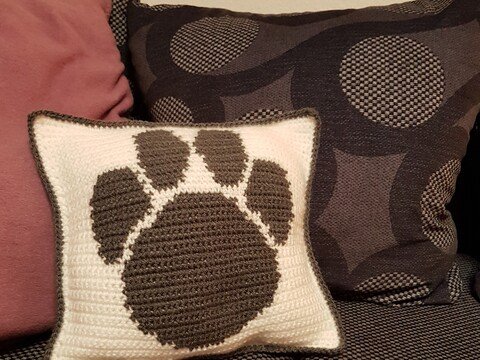 Kissen "Pfote", Häkelanleitung