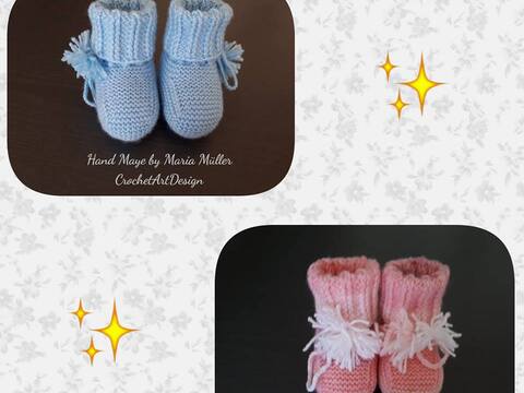Anleitung Babyschuhe Gestrickt mit Bommel 11 cm Sohlenlänge