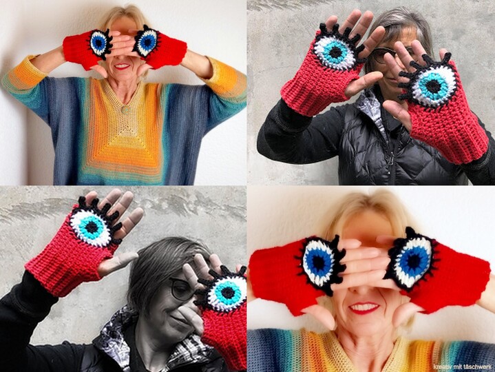 Häkelanleitung Handschuhe - Evil Eye Glove - gehäkelte Version