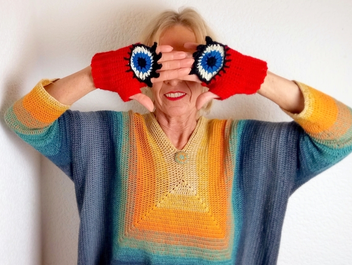 Häkelanleitung Handschuhe - Evil Eye Glove - gehäkelte Version