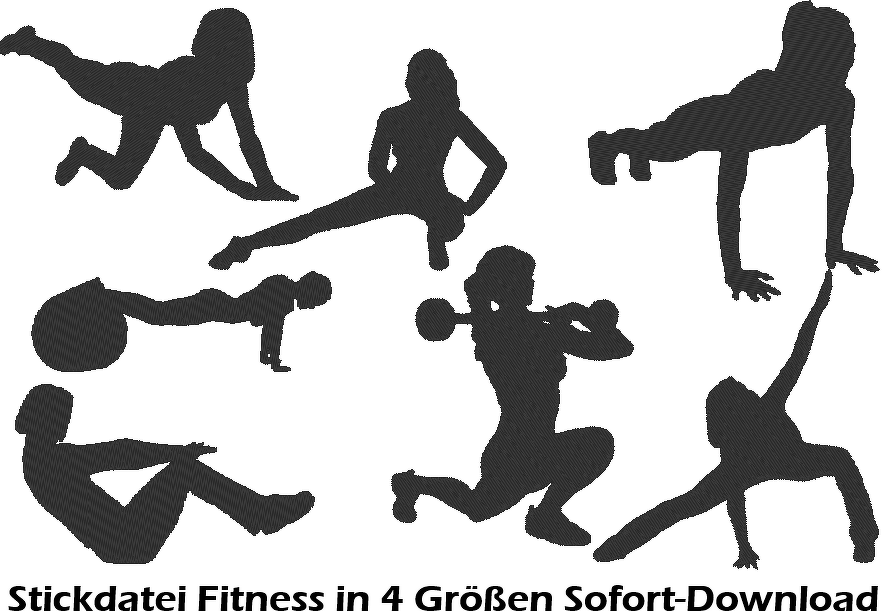 Stickdatei Fitness Girl Sport Silhouette