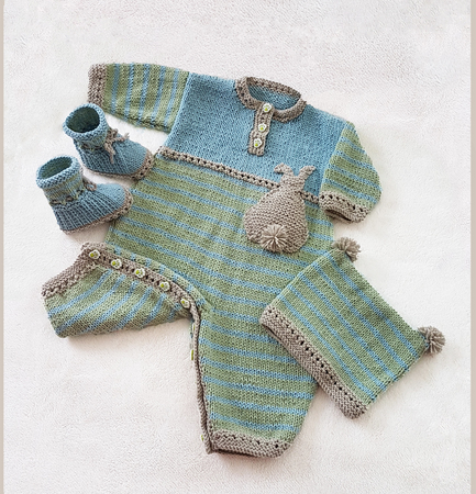 DK  - Bunnykids Playsuit Booties and Beanie Set  - 3 to 36 months