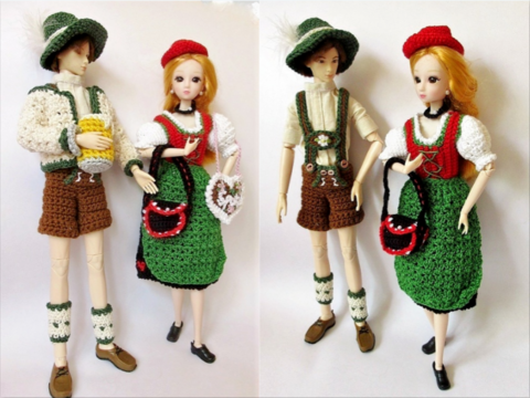 2 Häkelanleitungen - Sparpaket: Trachten Outfit für Ankleidepuppen