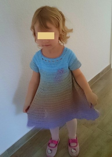 Kleid häkeln - Kleidchen "Rainbow"  Größe 98/104 - Häkelanleitung PDF