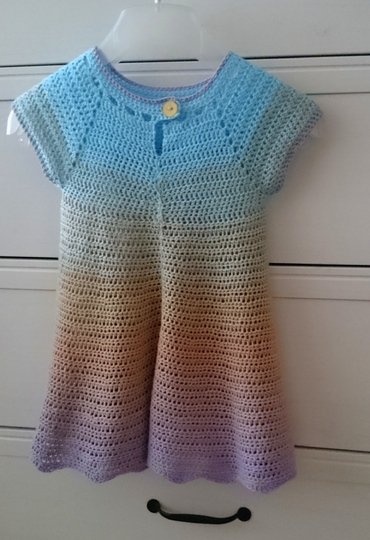 Kleid häkeln - Kleidchen "Rainbow"  Größe 98/104 - Häkelanleitung PDF