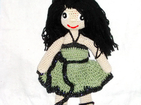 Pattern Doll in olive green dress