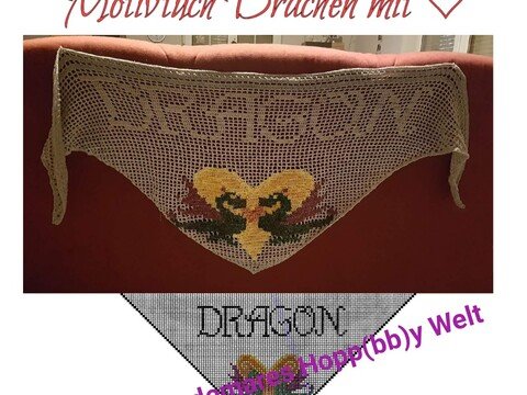 Motivtuch 2Drachen mit Herz