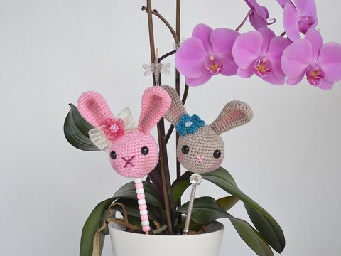 Crochet Pattern Flower Stick Bunny "Paulinchen"