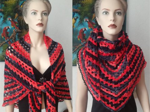 Tuch / Dreieckstuch häkeln " Vulkan "