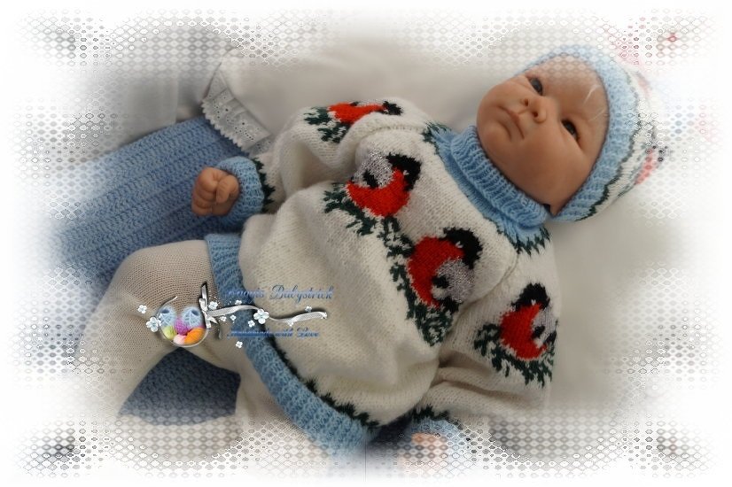 Strickanleitung f&uuml;r Baby's u. Reborns Modell Dompfaff Gr. 52 - 56 3-teilig - Bild 5